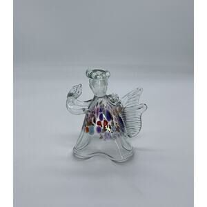Kitras Art glass Christmas Angel Recycled Glass Handcrafted Ornament 4 1/4"